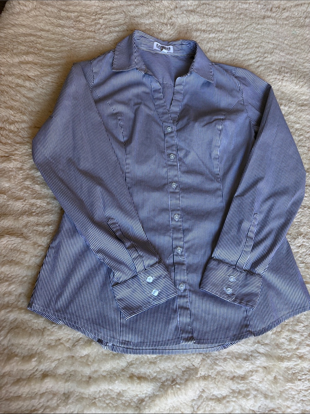 Express Blue & White Pinstripe Button-Down Shirt